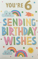 6 Girl Birthday - Rainbows Wishes