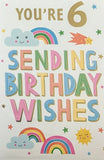 6 Girl Birthday - Rainbows Wishes