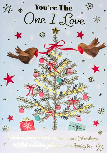 One I Love Christmas - Large Robins & Tree