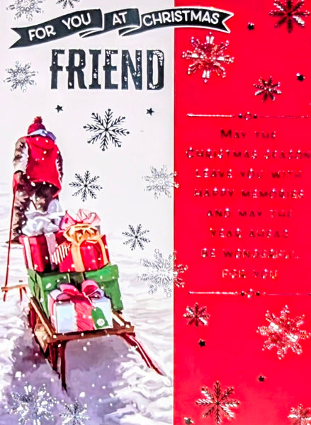 Friend Christmas - Traditional Man Pulling Sledge