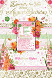 Open Female Birthday - August Birthday Keepsake