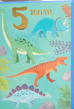 5 Boy Birthday - Orange Dinosaur