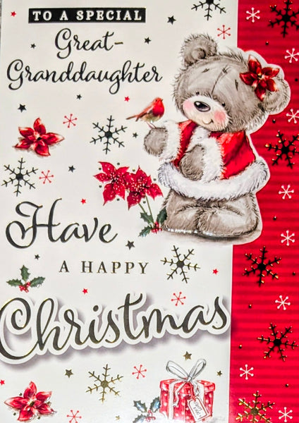 Great Granddaughter Christmas - Cute Robin Happy
