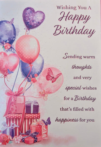 Open Female Birthday - Traditional Boxes & Balloons Happy