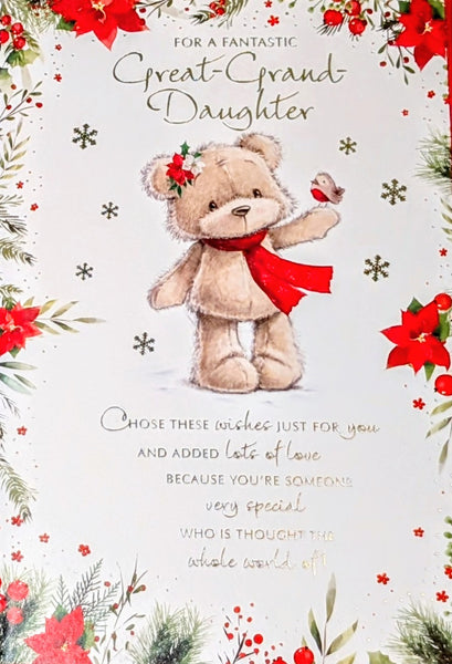 Great Granddaughter Christmas - Cute Robin Words