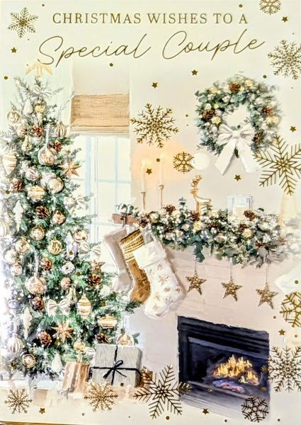 Special Couple Christmas - Traditional Fireplace & Stockings
