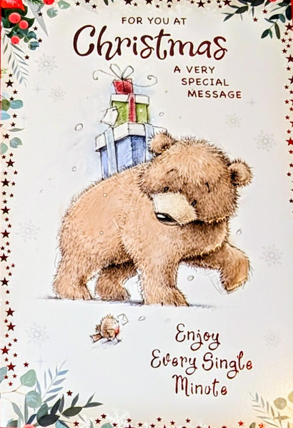 Open Christmas - Cute Bear With Gifts