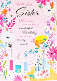 Sister Birthday - Traditional Flowers Words