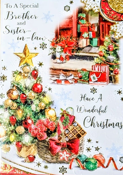Brother & Sister In Law Christmas - Traditional Tree & Gift Basket