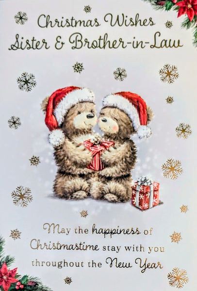 Sister & Brother In Law Christmas - Cute Bears In Hats Wishes