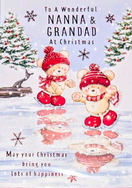 Nanna & Grandad Christmas - Cute Bears Skating