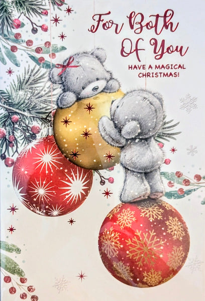 To Both Of You Christmas - Cute Bears On Baubles