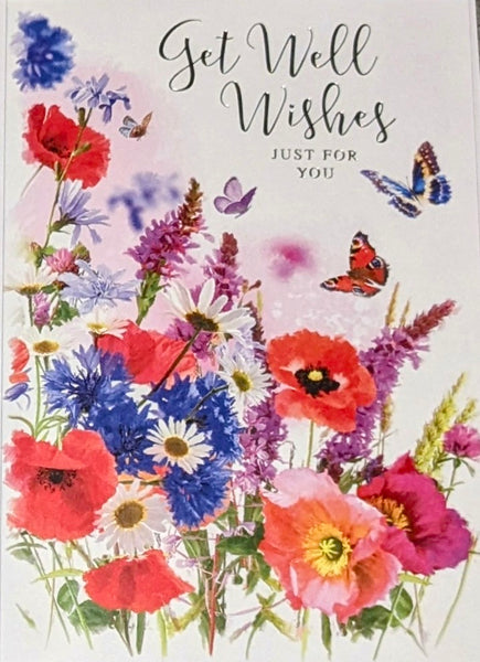 Get Well Soon - Flowers & Butterflies