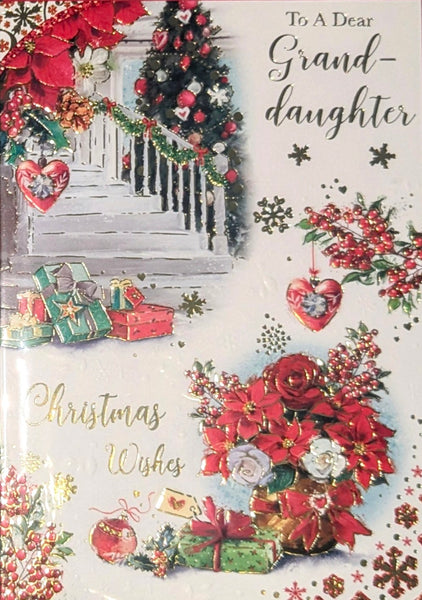 Granddaughter Christmas - Traditional Stairs & Flowers