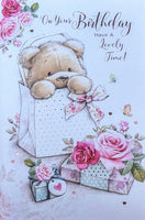 Open Female Birthday - Cute Bear In Gift Bag