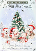 To All The Family Christmas - Cute Bears & Tree
