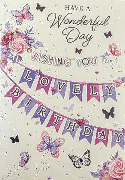 Open Female Birthday - Traditional Purple Bunting
