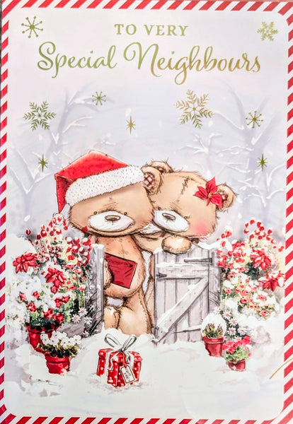 Neighbours Christmas - Cute Bears At Gate