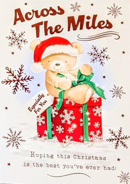 Across The Miles Christmas - Cute Bear With Red Gift