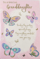 Granddaughter Birthday - Traditional Pink Butterflies