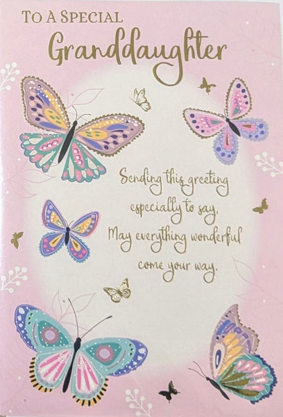 Granddaughter Birthday - Traditional Pink Butterflies