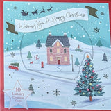 Box Of 10 Christmas Cards - House Scene