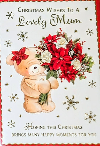 Mum Christmas - Cute Bear With Bouquet