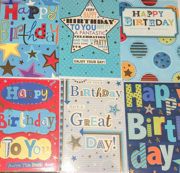 3 x Open Male Birthday Cards - Modern