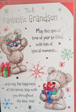 Grandson Christmas - Cute Bear blue glasses