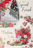 Friend Christmas - Traditional Stairs & Flowers