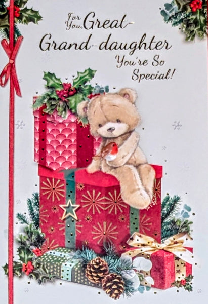 Great Granddaughter Christmas - Cute Bears On Gift Boxes