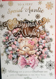 Auntie Christmas - Cute Bear and Wreath