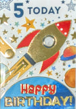 5 Boy Birthday - Gold Rocket