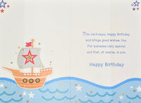 5 Boy Birthday - Pirate Ship With White Flag