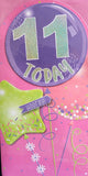 11 Girl Birthday - Platinum Slim Butterfly