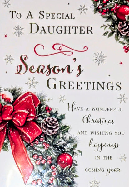 Daughter Christmas - Traditional Wreath Greetings