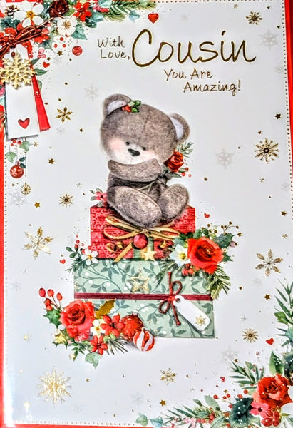 Cousin Christmas- Cute Bear On Gift Boxes