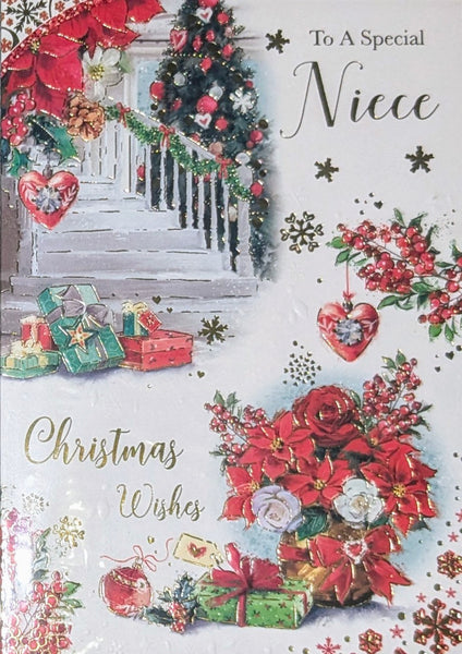 Niece Christmas - Traditional Stairs & Flowers