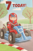 7 Boy Birthday - Race Car blue