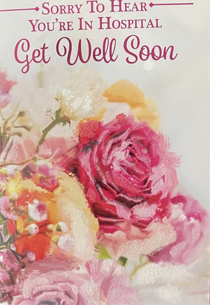 Get Well Soon - Hospital pink rose