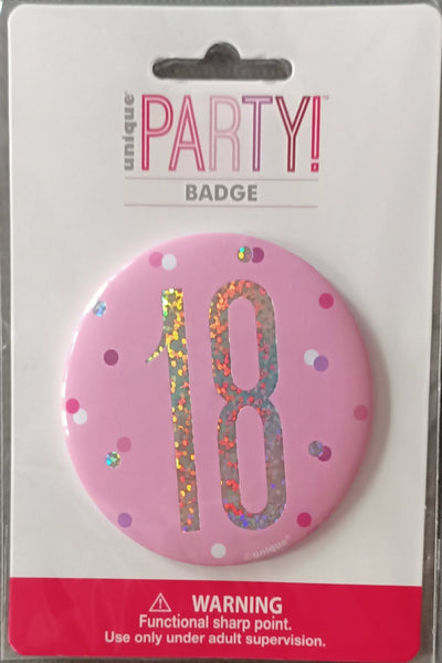 18 Pink Birthday Badge