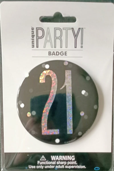 21 Black Birthday Badge