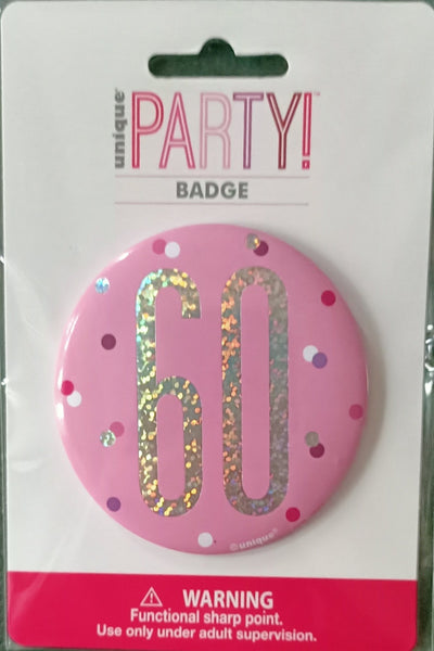 60 Pink Badge