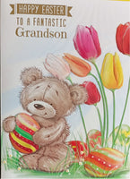 Easter Grandson - Cute Eggs & Tulips