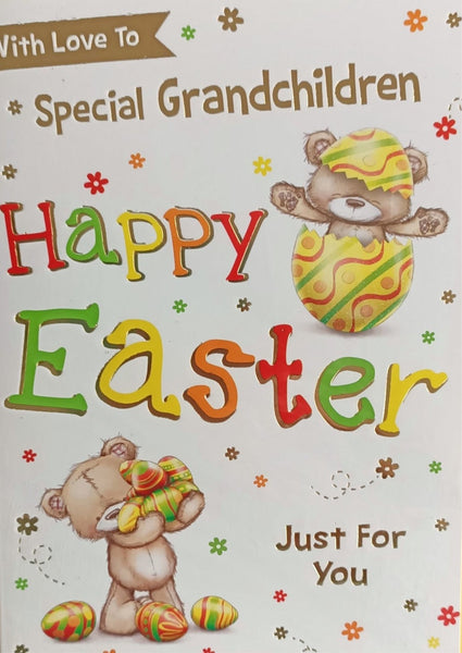 Easter Grandchildren - Cute teddy in egg