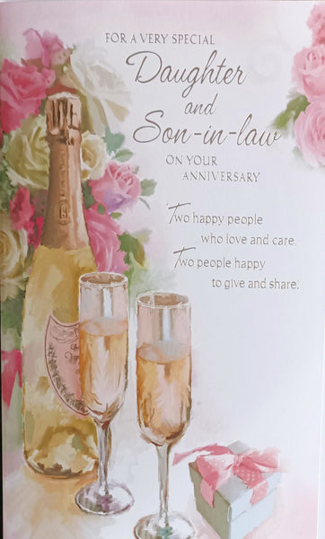 Daughter & Son In Law Anniversary - Words Champagne