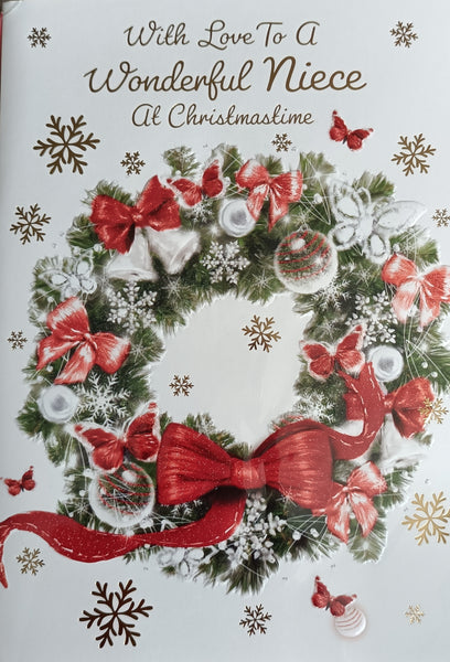 Niece Christmas - Wreath With Red Bow