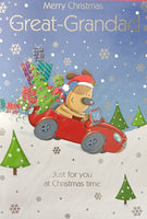 Great Grandad Christmas - Bear Driving Car In Snow