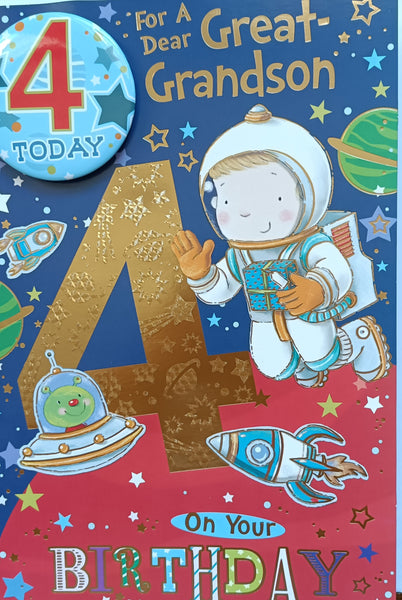 Great Grandson 4 Birthday - Badged Astronaut