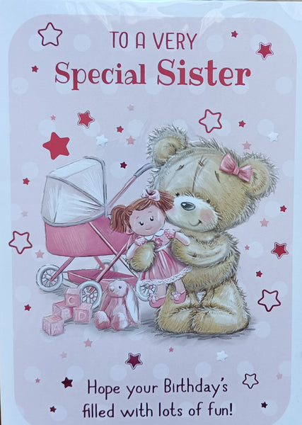 Sister Birthday - Teddy Holding Doll